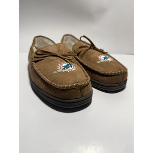Miami Dolphins Foco Mens Moccasin Slipper Size Large Approximately 11 - 12